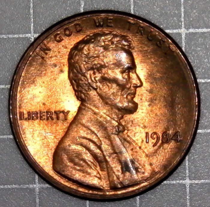 1984-P-Lincoln-Cent-With-Rim-To-Rim-Die-Crack